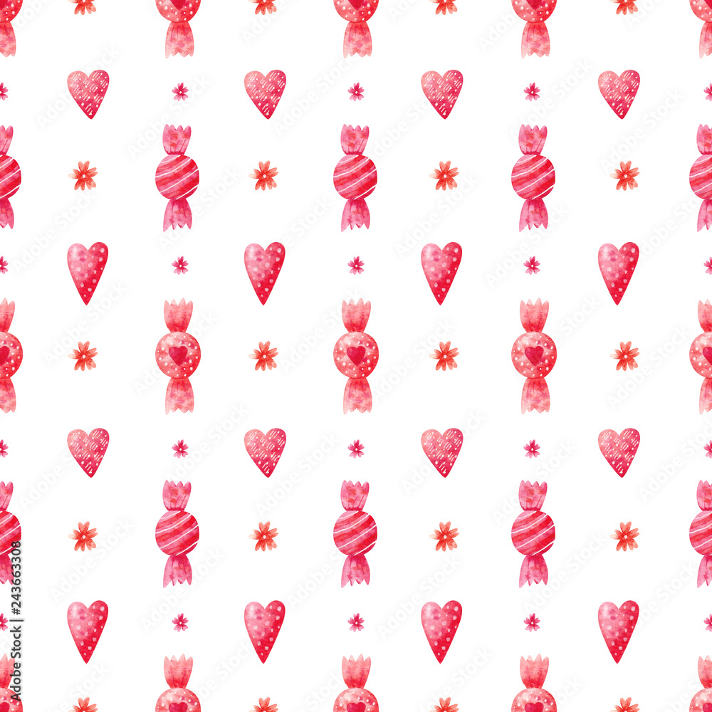 Watercolor seamless pattern in romantic style Watercolor seamless pattern in romantic style