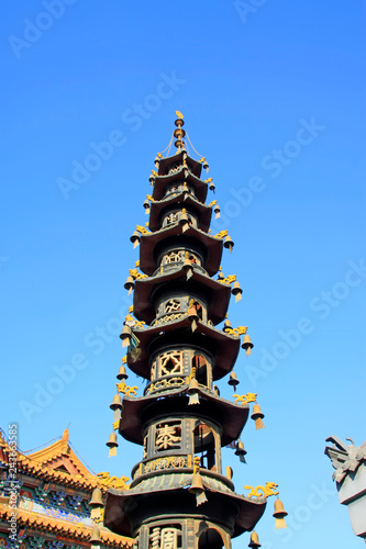 Bronze incense burners in a temple