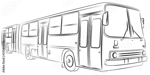 The Sketch of the big passenger bus.