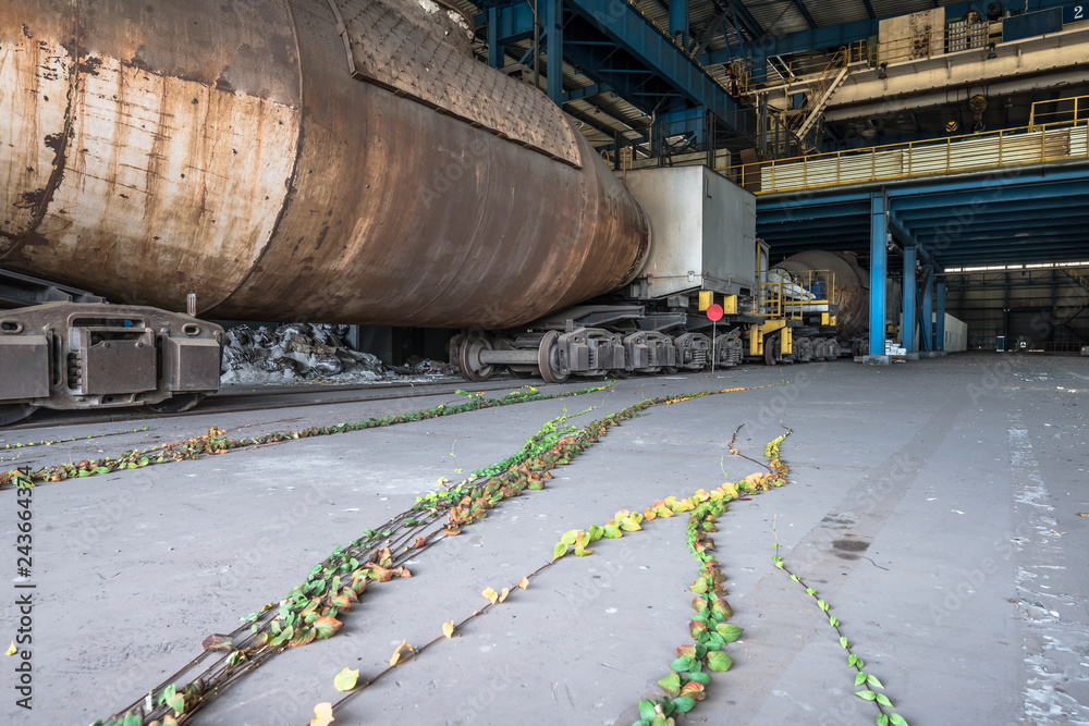 cargo trains stopped in abandoned factory cargo trains stopped in abandoned factory