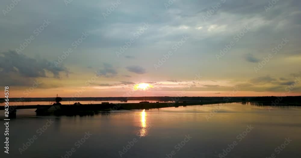Beautiful view from the top of the river and sunset Beautiful view from the top of the river and sunset
