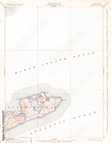 1904, U.S.G.S. Map of Long Island, New York, Montauk, Easthampton photo