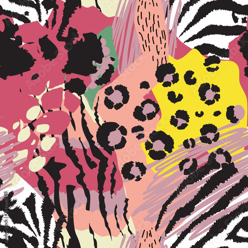 Wall Mural Vector abstract seamless pattern with animal skin motifs.