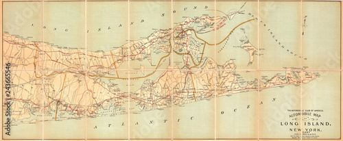 1905, Automobile Club Map of Suffolk County, Long Island photo