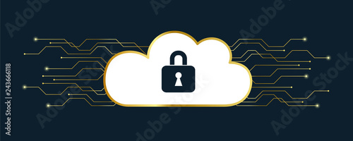 secure digital space in a cloud with lock concept vector illustration EPS10