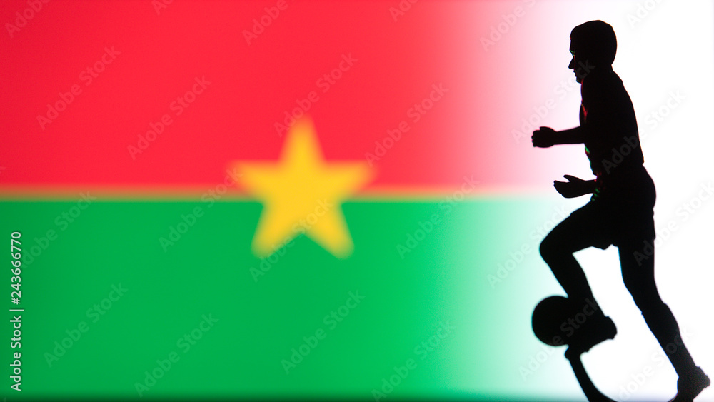 Burkina Faso National Flag. Football, Soccer player Silhouette