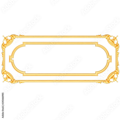 Stucco decoration, gold cartouche frame	