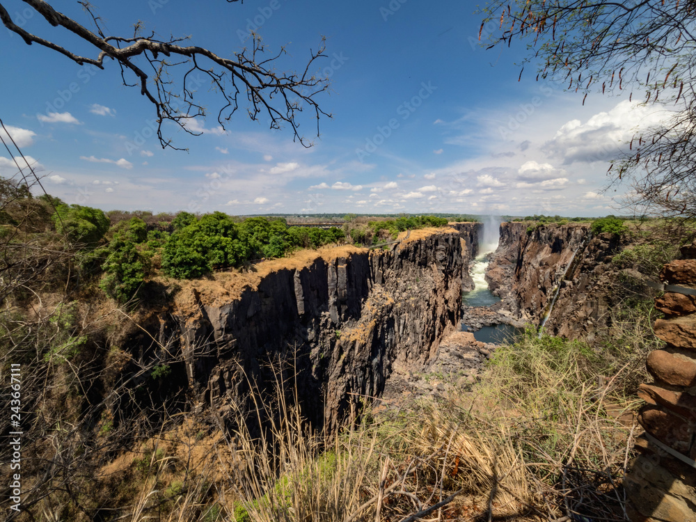 Victoria Falls at Zambia side, one of most iconic African natural landmarks Victoria Falls at Zambia side, one of most iconic African natural landmarks