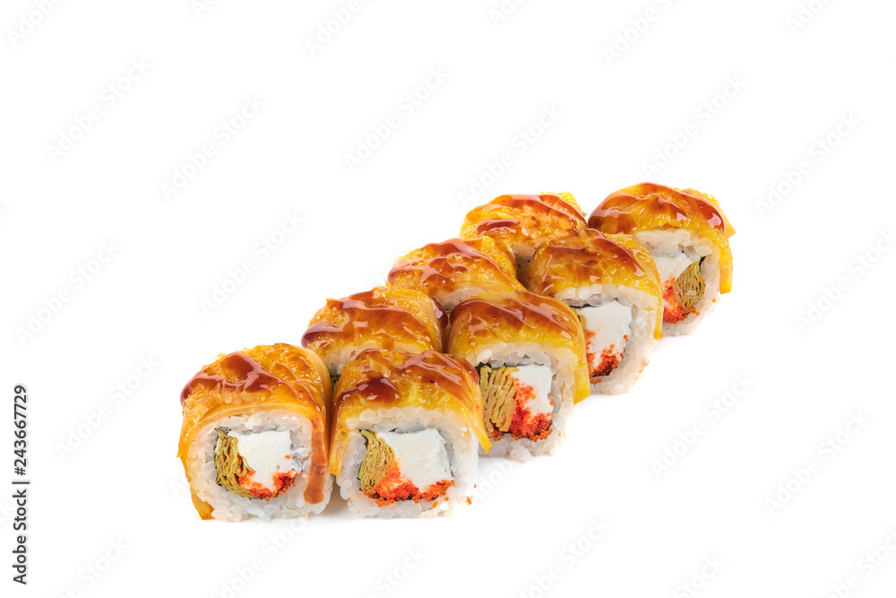 Japanese rolls on a white background isolated Japanese rolls on a white background isolated