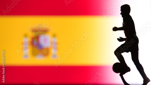 Spain National Flag. Football, Soccer player Silhouette