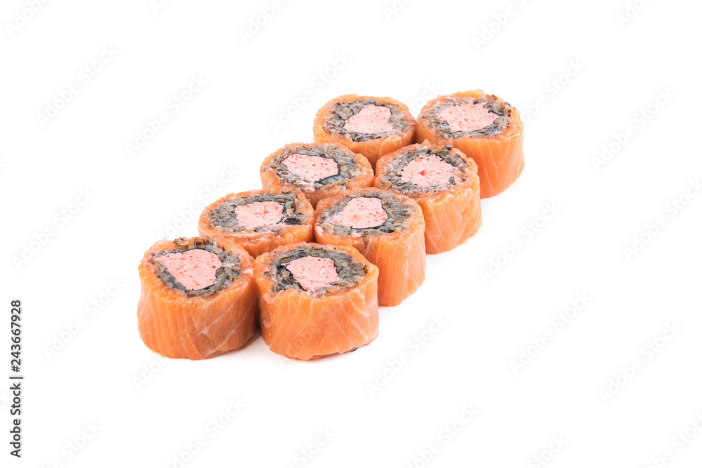 Japanese rolls on a white background isolated Japanese rolls on a white background isolated