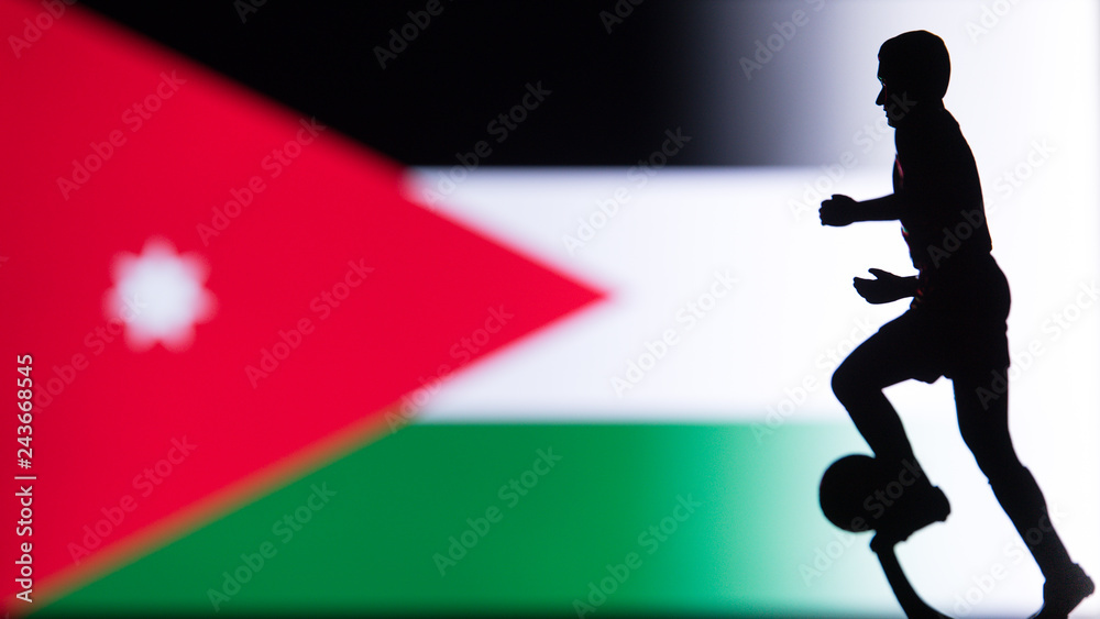 Jordan National Flag. Football, Soccer player Silhouette