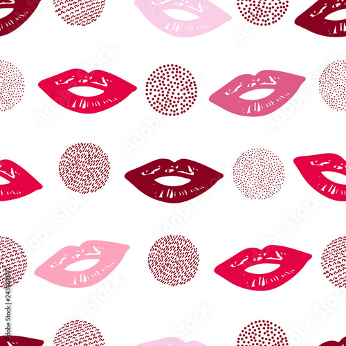 Seamless pattern with colorful lips.