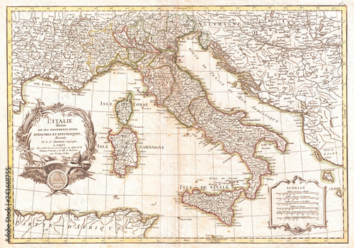 1770  Janvier Map of Italy