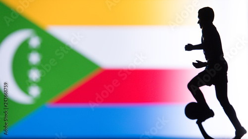 Comoros National Flag. Football, Soccer player Silhouette