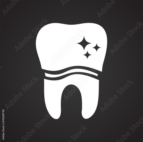 Tooth icon on black background for graphic and web design, Modern simple vector sign. Internet concept. Trendy symbol for website design web button or mobile app