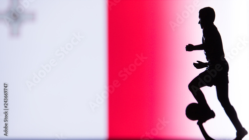Malta National Flag. Football  Soccer player Silhouette