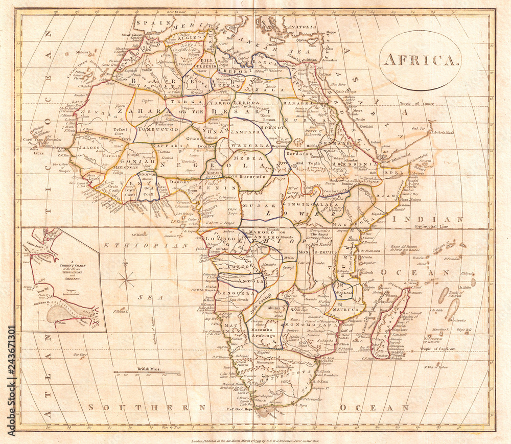 1799, Clement Cruttwell Map of Africa