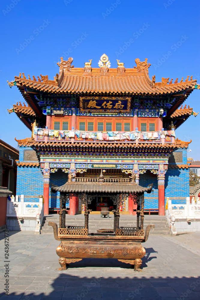 Fototapeta premium Dazhao Lamasery architectural landscape, Hohhot city, Inner Mongolia autonomous region, China
