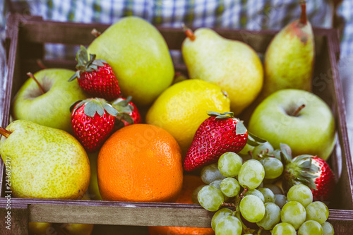 Fresh fruit and farmer