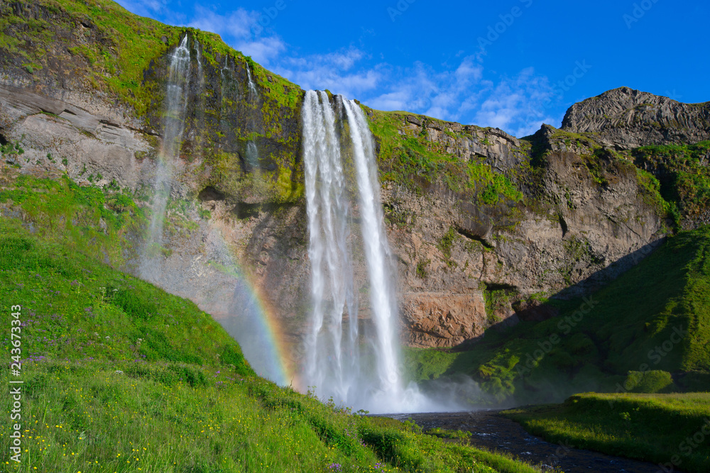 Seljalandfoss Waterfall in summer, Iceland