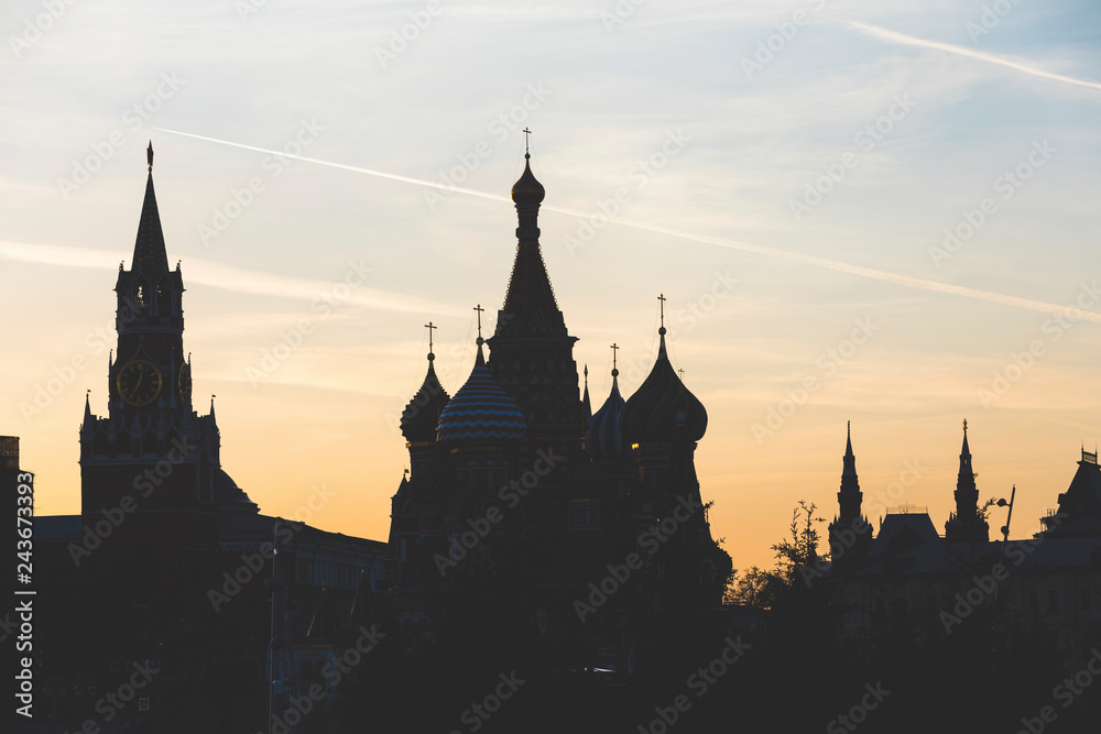 Russia, Moscow, Silhouette of the Kremlin Russia, Moscow, Silhouette of the Kremlin