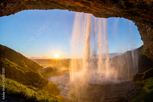 Seljalandfoss Waterfall at Sunset, Iceland © prasitphoto