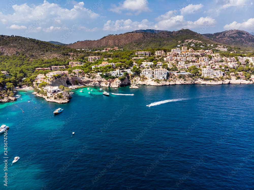 Spain, Balearic Islands, Mallorca, Region Calvia, Costa de la Calma, Peguera, Cala Fornells, coast and nature harbor Spain, Balearic Islands, Mallorca, Region Calvia, Costa de la Calma, Peguera, Cala Fornells, coast and nature harbor