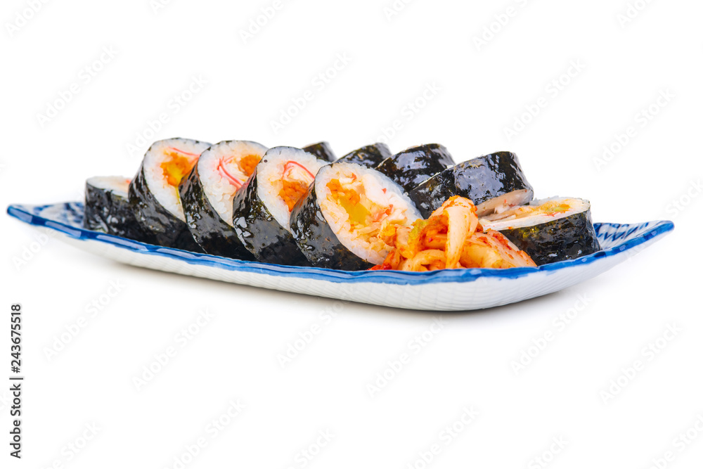 Korean rolls on a white background