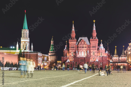 Russia, Moscow, Kremlin and State Historical Museum at night photo