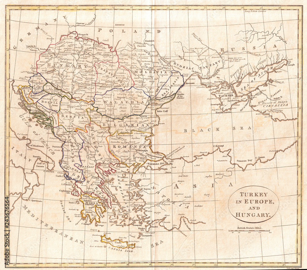 1799, Clement Cruttwell Map of Turkey in Europe