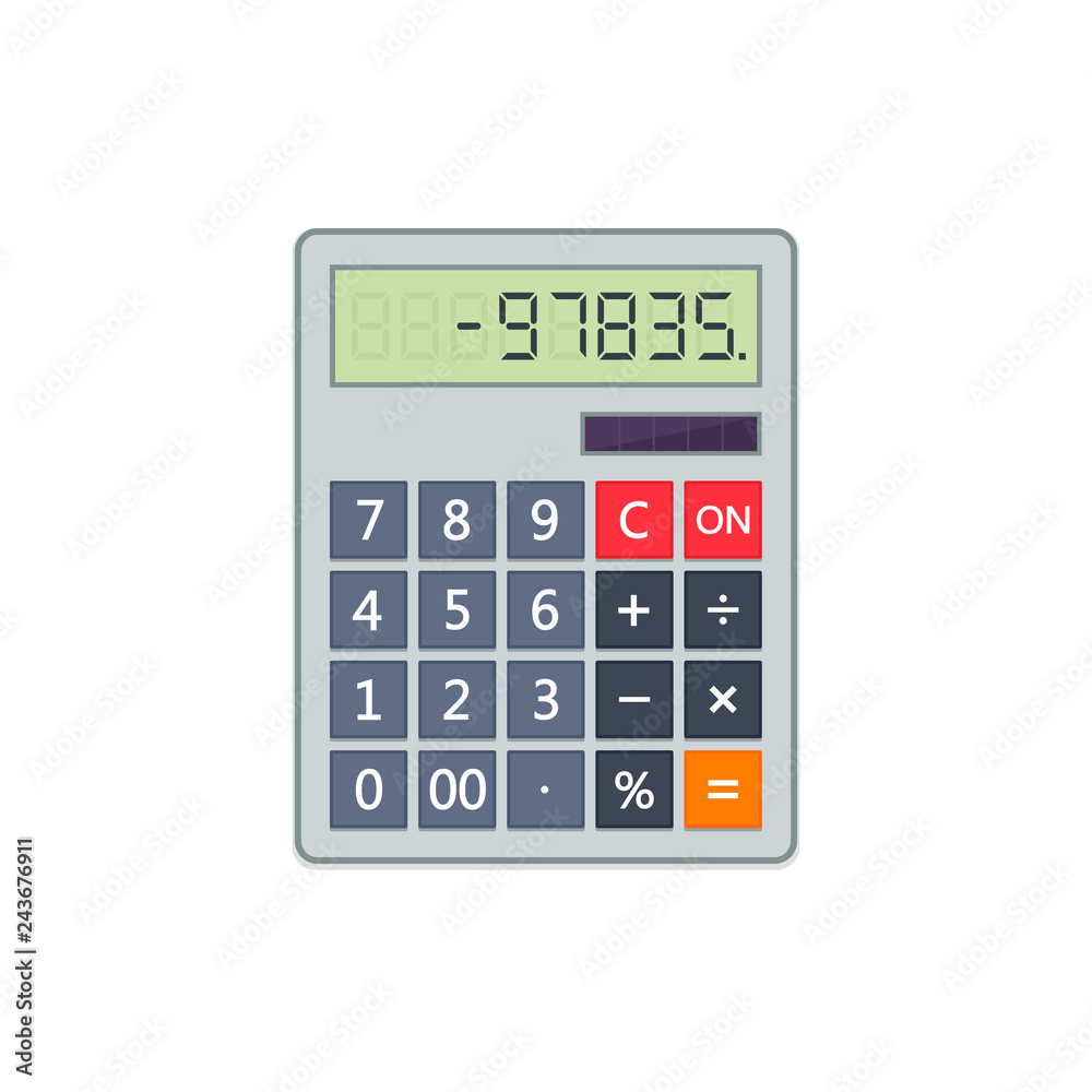 Calculator in flat style isolated on a white background. Vector electronic portable calculator Calculator in flat style isolated on a white background. Vector electronic portable calculator