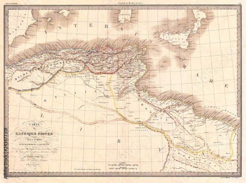 1829, Lapie Historical Map of the Barbary Coast in Ancient Roman Times