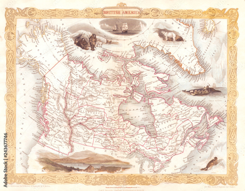 1849, Tallis Map of Canada or British America w- Oregon