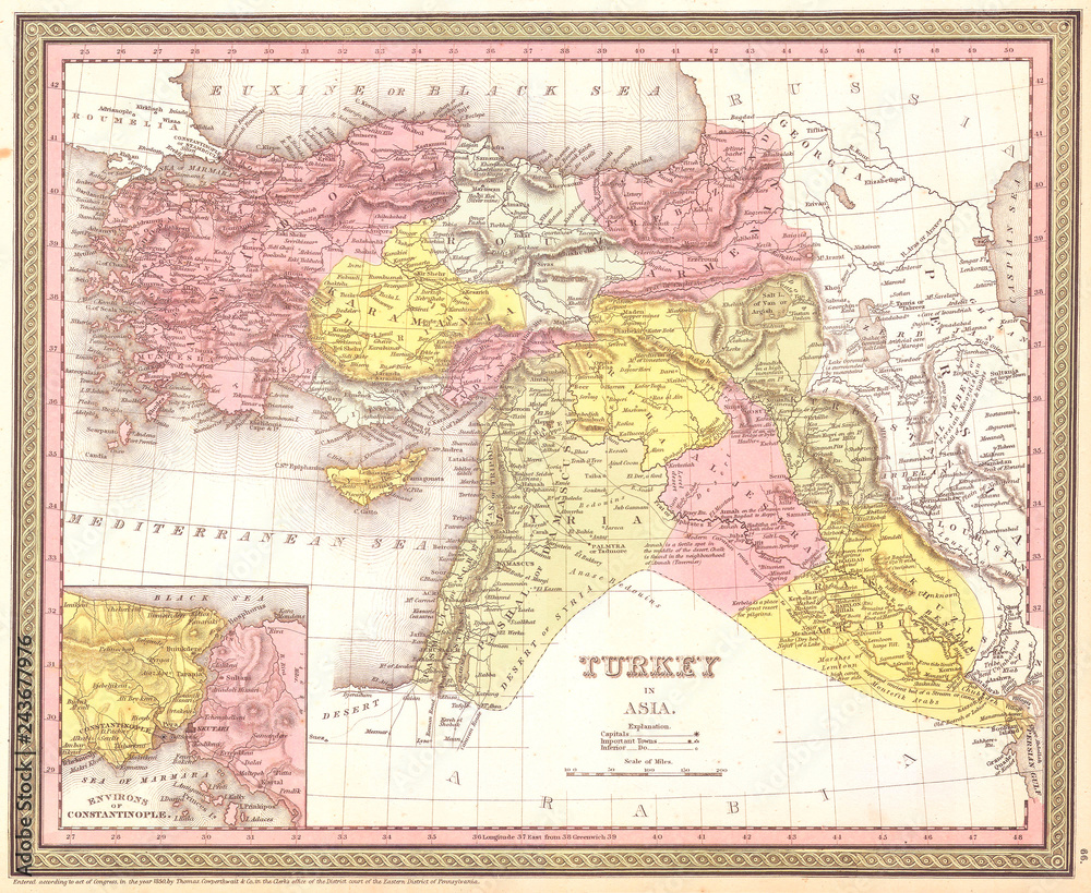 1850, Mitchell, Mitchell Map of Turkey in Asia