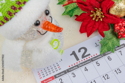 12月のカレンダー クリスマスイメージ