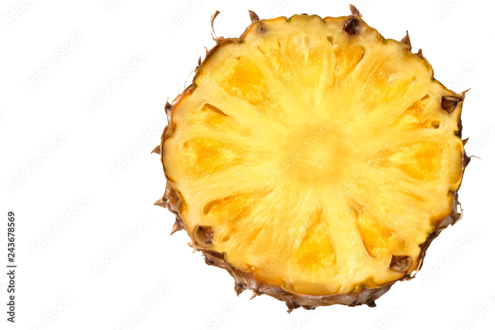 one round of juicy ripe sliced pineapple one round of juicy ripe sliced pineapple