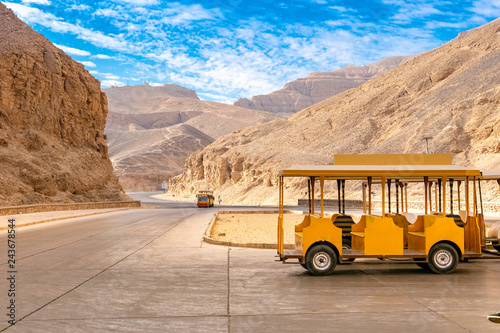 Entrance to the Valley of the Kings to Pharaoh tombs in Luxor Egypt