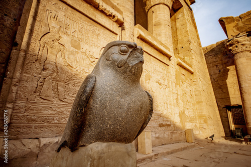 God Horus at the temple of Edfu in Egypt photo
