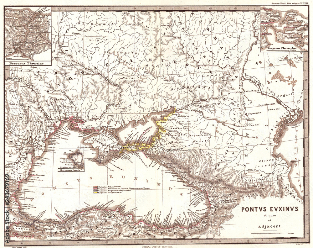 1865, Spruner Map of the Black Sea and Adjacent Regions