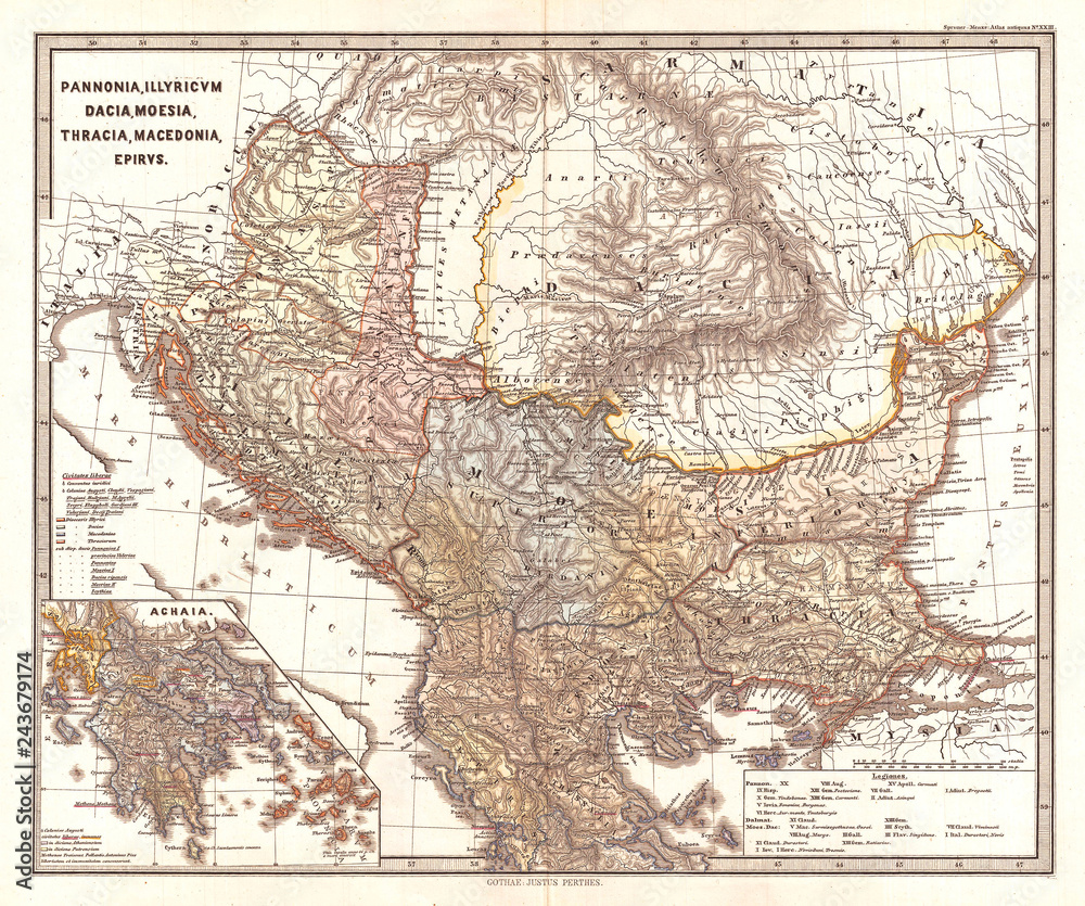 1865, Spruner Map of the Balkans