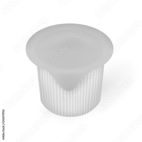 Portioned plastic container with lidding film top, mockup