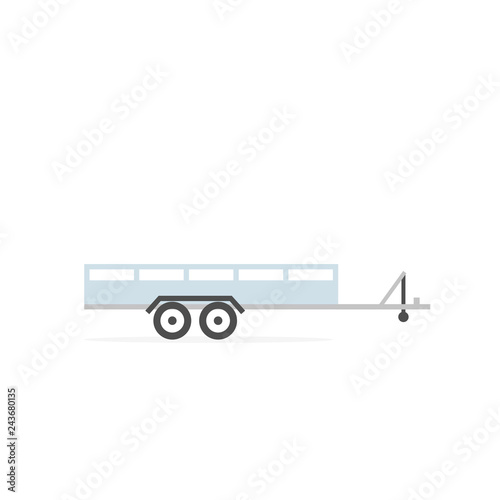 Large open car trailer icon. Clipart image isolated on white background