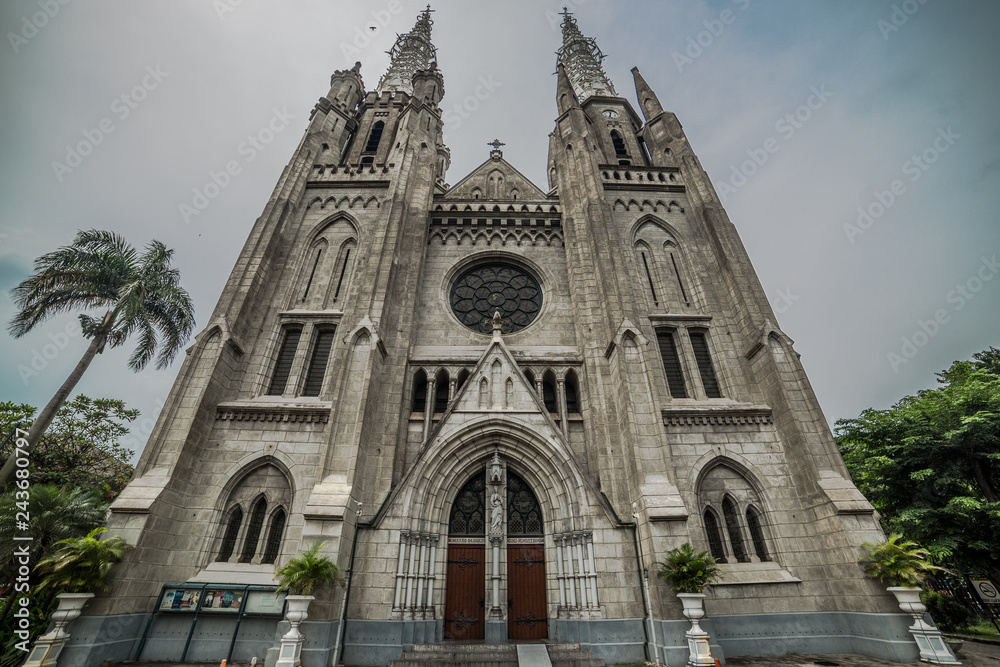 Exterior view of the Catholic Cathedral Church, Jakarta, Indonesia