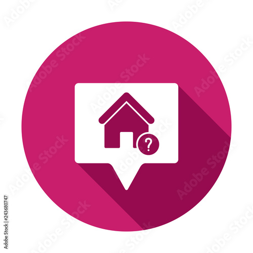 Address icon with question mark. Address icon and help, how to, info, query symbol. Vector icon