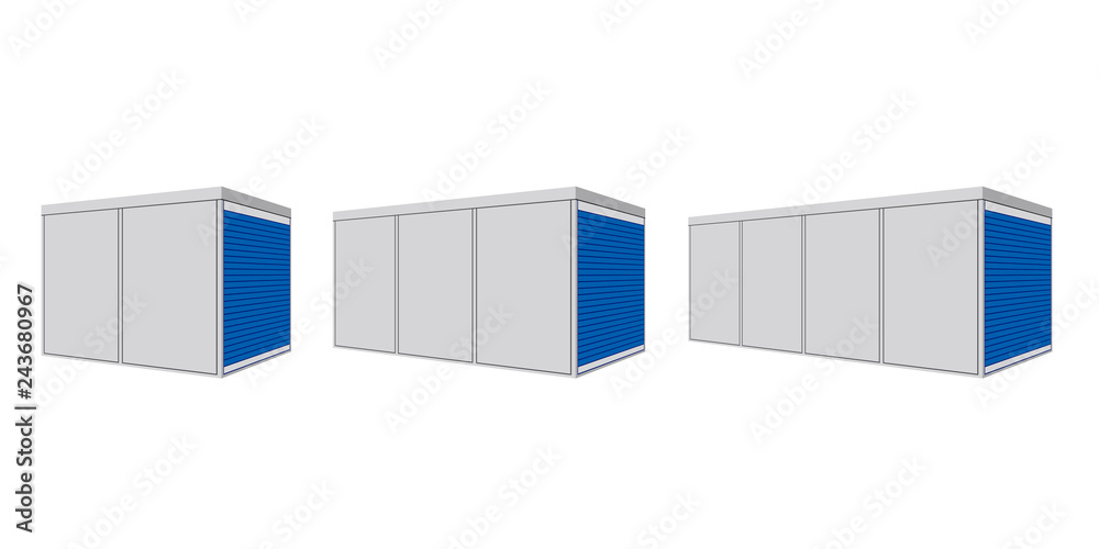 Portable storage container icon set. Clipart image isolated on white