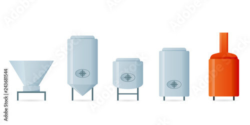 Beer Brewing Equipment, Microbrewery Equipment icon set
