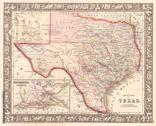 1866, Mitchell Map of Texas