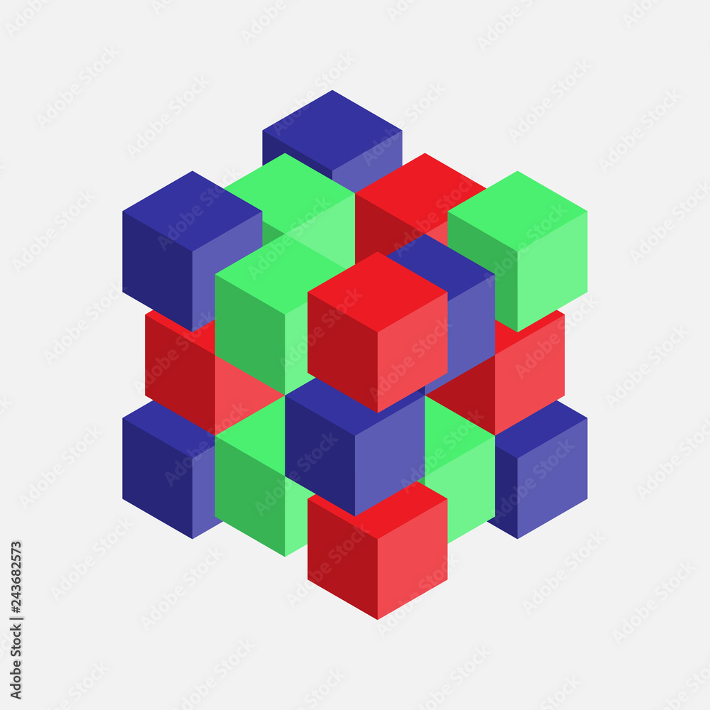 abstract image with cubes, colorful cubes, 3d composition abstract image with cubes, colorful cubes, 3d composition