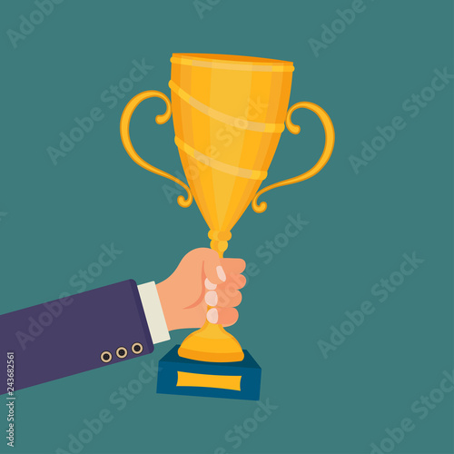 flat design, businessman winner, cup winner